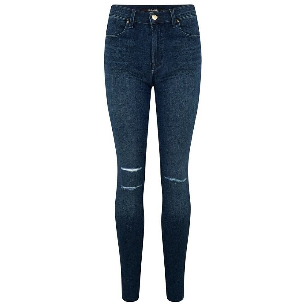 J Brand Women's Blue Denim Maria High Rise Skinny Jeans Fix Destruct Size 26